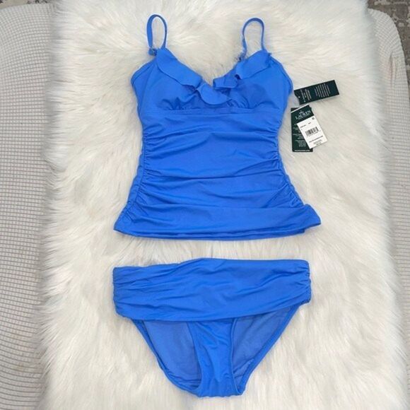 Lauren Ralph Lauren Womens Size 4 Blue 2PIECE Swimsuit - Picture 1 of 8